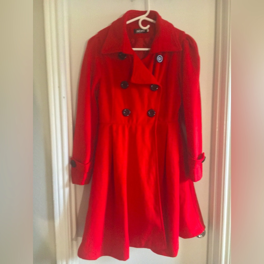 Womens Red Pea Coat
